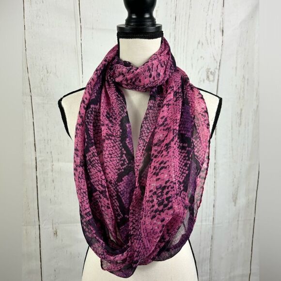 Purple Pink Snake Print Infinity Scarf Multifunctional - Picture 5 of 5